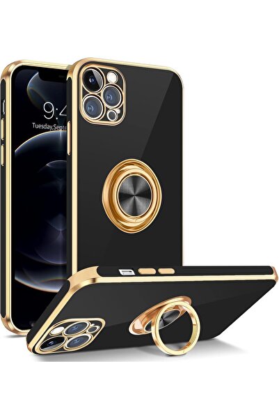 Generic جراب جديد متوافق مع iPhone 12 Pro مع حامل حلقي 360 درجة، حامل نحيف مقاوم للصدمات ومسند مغناطيسي