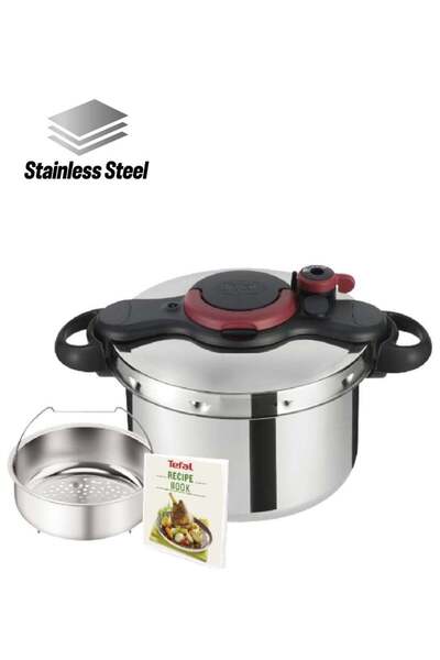 TEFAL Clipso Minut Easy Stainless Steel Pressure Cooker Silver and Black 7.5 L