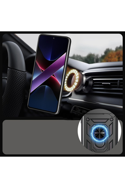 Nezih Case Honor 400 Uyumlu Magnetik Standlı Kamera Korumalı Sürgülü Kapak Kılıf