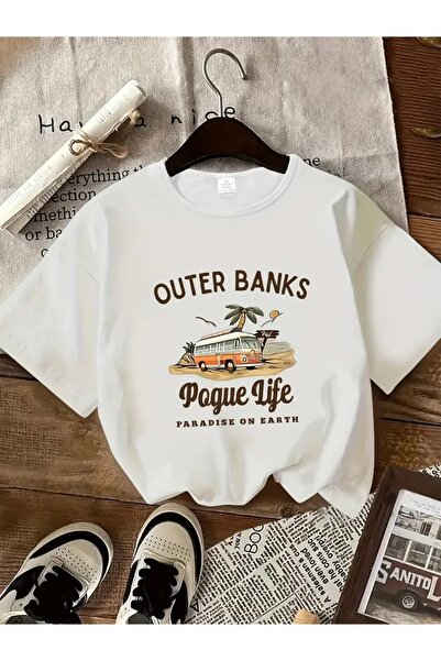 Deocept تي شيرت برقبة دائرية كبيرة الحجم مطبوع من OUTER BANKS