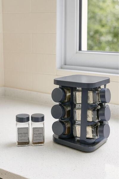 Sezka Life Glass Spice Rack Set with Metal Stand Glass Spice Rack Set with 36...