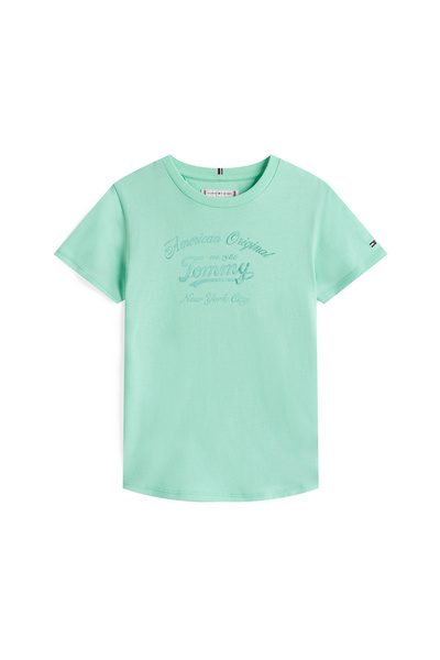 Tommy Hilfiger Boys Menthol Tommy Script Slim Fit Short Sleeve T-Shirt