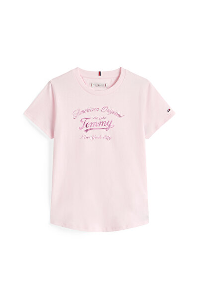 Tommy Hilfiger Boys Light Pink Tommy Script Slim Fit Short Sleeve T-Shirt