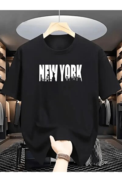 Deocept TRICOU OVERSIZE CU GULER ROTUND SIMPLU CU IMPRIMEU NEW YORK