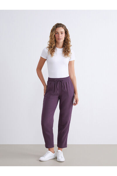 LC Waikiki Elastic Waist Textured Muslin Women's Trousers