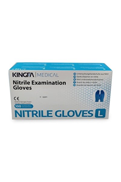 KINGFA Nitrilové rukavice, bez pudru, modré, 100 ks, velikost L