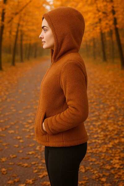ŞIK VE MUTLU Plush Sweatshirt with Zipper Hood