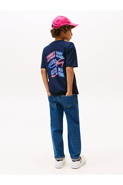 Tommy Hilfiger Men Dark Night Navy Neon Graphic Short Sleeve T-Shirt