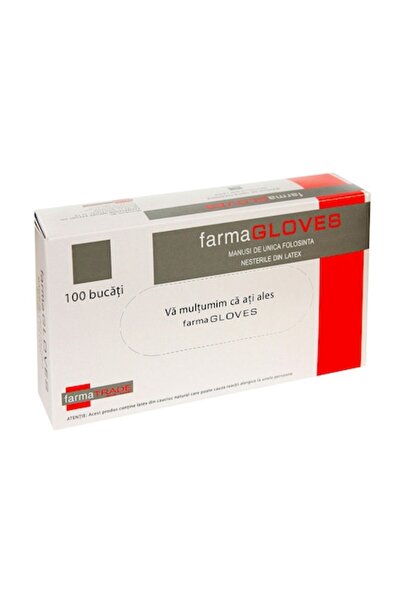 FARMAGLOVES 100x Mănuși din latex, Mănuși Farma, de unică folosință, texturate, pudrate, albe, mărimea M