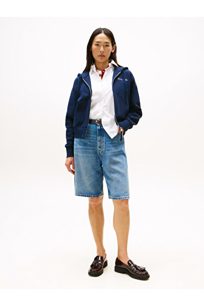 Tommy Hilfiger Tommy Hilfiger Men Dark Night Navy Logo Embroidery Zip-Thru Pique Hoodie