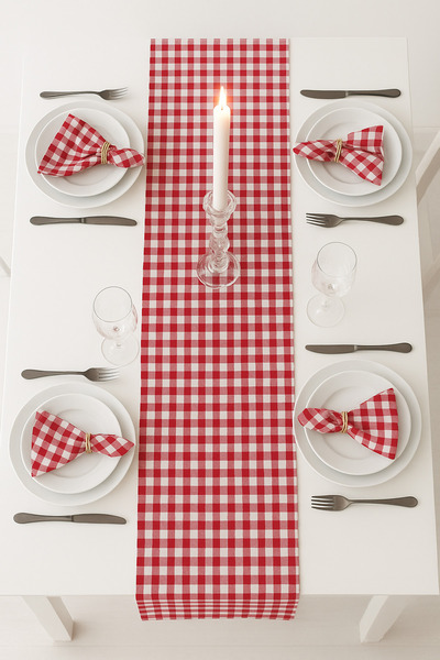 senmasy Red Poticare Tablecloth Runner & 6 Napkins Set of 2