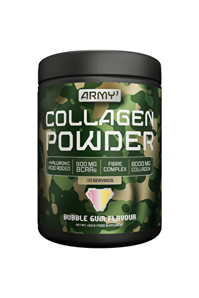 Army 1 مسحوق الكولاجين. يملأ بشرتك ويحسن حرق الدهون. نكهة العلكة. 450 جرام