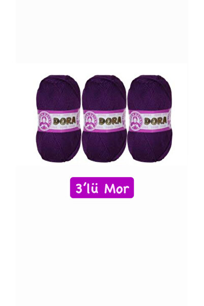 Ören Bayan Dora Örgü İpi Koyu Mor 3’lü