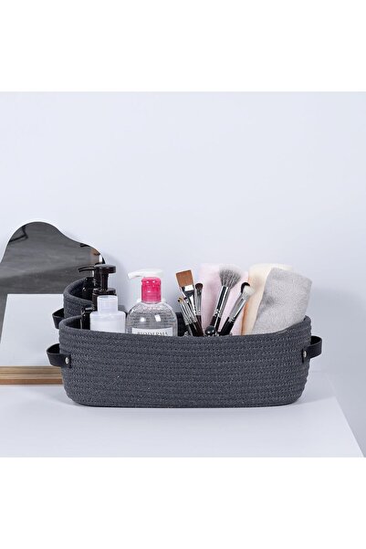 MaVaux Natural Wicker Look 15X33X10 Multi-Purpose Basket – Decorative and Functional Organizer with Leather Handles