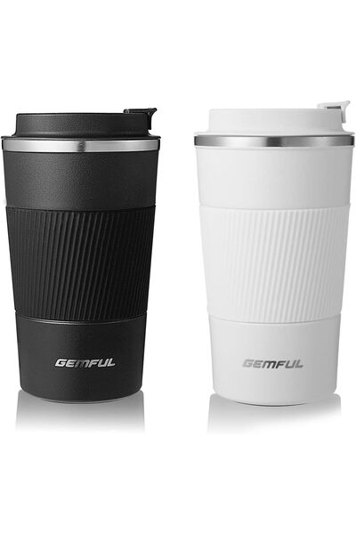 GEMFUL كوب قهوة للسفر مصنوع من الفولاذ المقاوم للصدأ معزول لحفظ المشروبات الساخنة والثلج للاستخدام في المنزل والمكتب