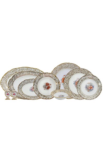 S CLAIRY S.Clairy White Pearl Flowers 74 Parça 12 Kişilik Yemek Takımı