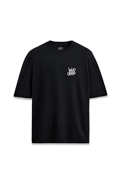 Darkia تي شيرت مريح للجنسين بتصميم بسيط مكتوب عليه "من يهتم"