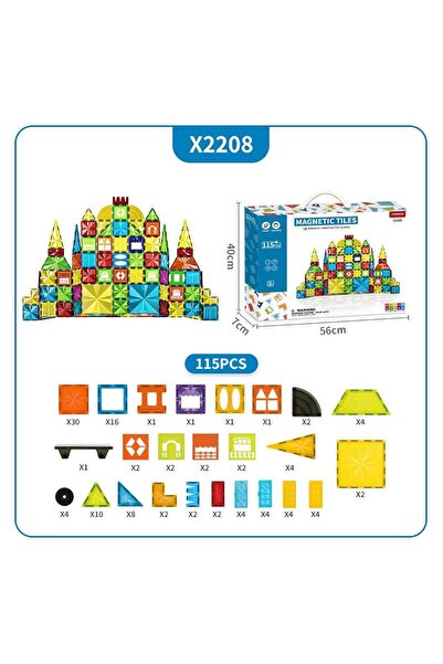 Colorland Xinbida Construction Magical Blocks 115-Piece Set X2208 – STEM Magnetic Tiles for Ages 3+