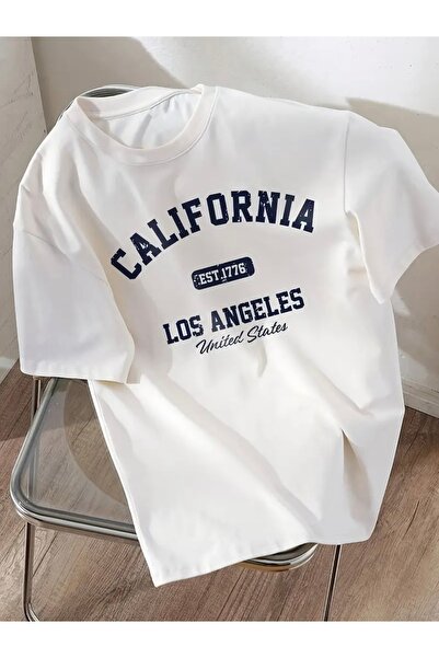 Deocept تي شيرت CALIFORNIA LOS ANGELES مطبوع للجنسين للنساء/الرجال برقبة دائر...