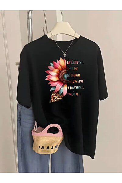 Deocept TRICOU DE DESIGN COLORAT CU GULER ROTUND CU IMPRIMEU FLORAL