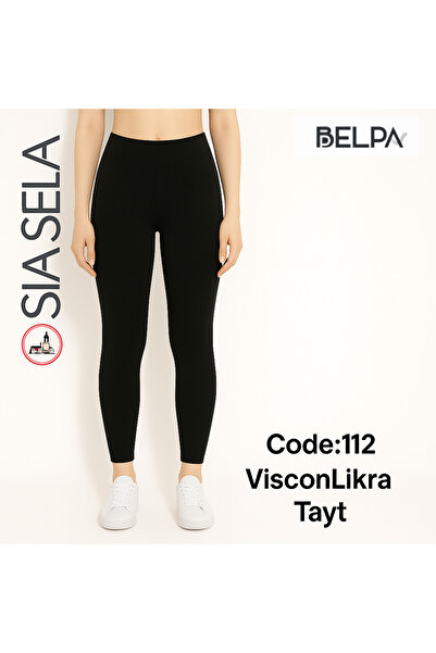 belpa سراويل ضيقة نسائية سوداء من Sıla Sella مصنوعة من الفيسكوز والليكرا