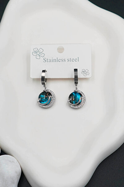 TREND COLLECTİON أقراط نسائية من حجر الزركون على شكل كوكب السماء موديل 316 L ...