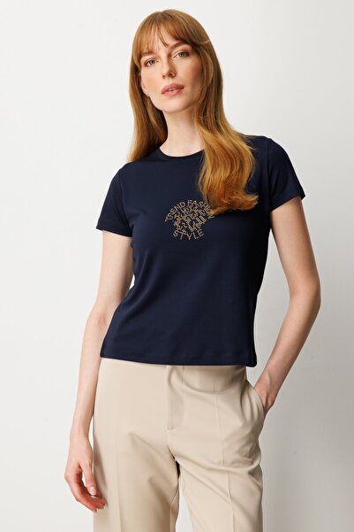 ON Bluză cu mânecă scurtă imprimată cu pietre în față