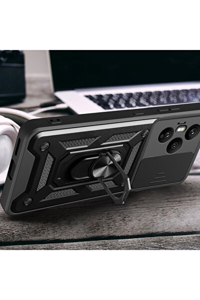 Nezih Case Honor 400 Pro Uyumlu Magnetik Standlı Kamera Korumalı Sürgülü Kapak Kılıf