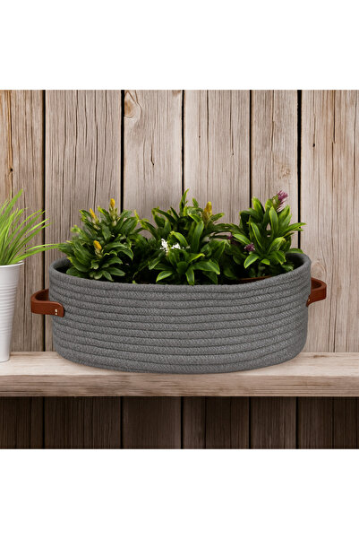 MaVaux Natural Wicker Look 15X33X10 Multi-Purpose Basket – Decorative and Functional Organizer with Leather Handles