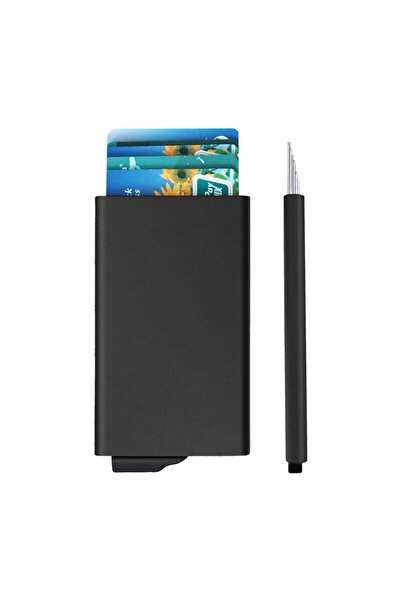 OEM Slim Metal Wallet, Capacity for 8 Cards, Black