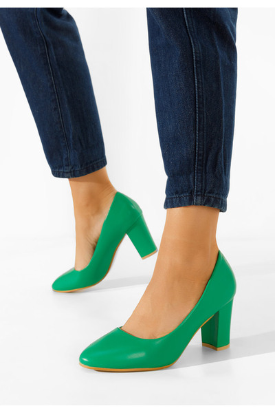 B T Shoes Pantofi cu toc gros Bonanza verzi