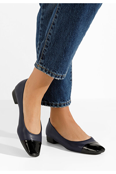 B T Shoes Modré lodičky na nízkom opätku Erias