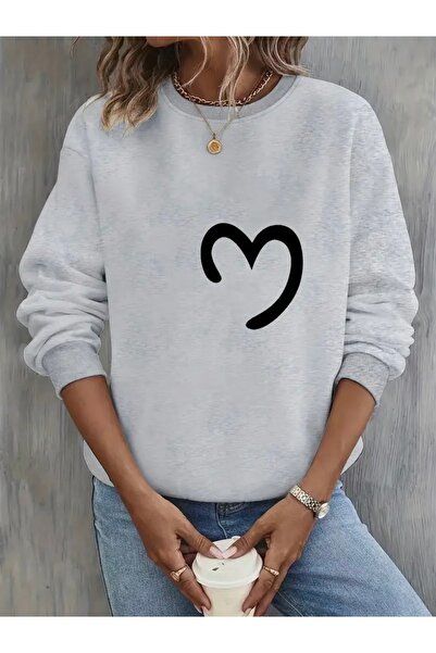 Deocept سويت شيرت برقبة دائرية للجنسين للنساء/الرجال مطبوع بنصف قلب