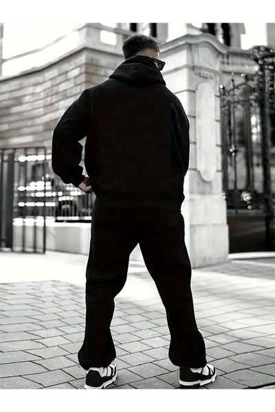 Deocept PARIS CITYSCAPE PRINTED UNISEX ΑΝΔΡΙΚΟ/ΓΥΝΑΙΚΕΙΟ ΣΕΤ ΦΟΡΜΑ ΜΕ ΚΑΠΟΥΝΤΟ OVERSIZE ΚΑΤΩ/ΕΠΙΣΤΡΩΤΙΚΟ