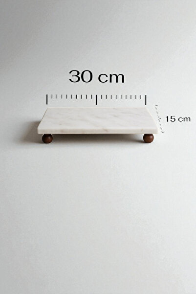 PUDRAM Set of 3 Marble & Wood Presentation Trays – Rectangular 15X30, Rectangular 17X33, Round