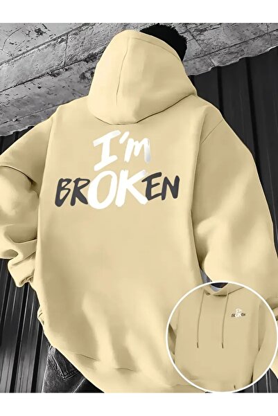 mercoledi سويت شيرت مطبوع عليه I'M BROKEN مقاس كبير