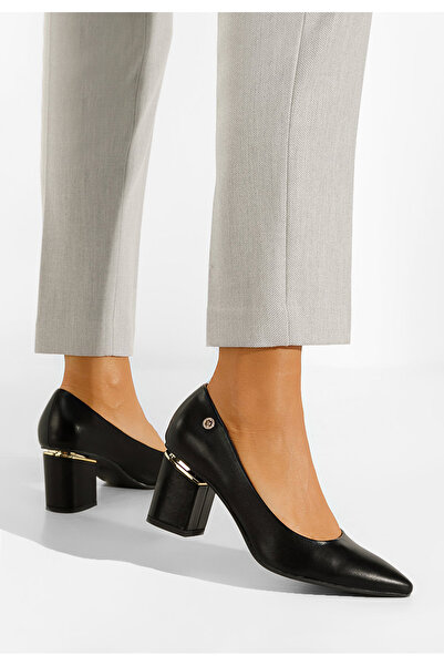 B T Shoes Pantofi cu toc gros eleganti negri Nelia