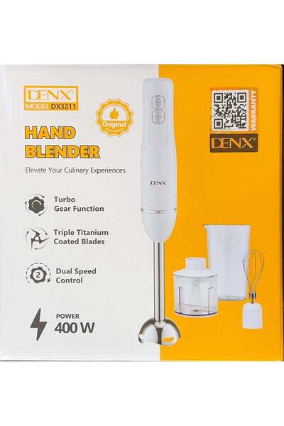 Denx Electric Hand Blender 4-in-1 from DENX, Model DX3211 (Black/White)