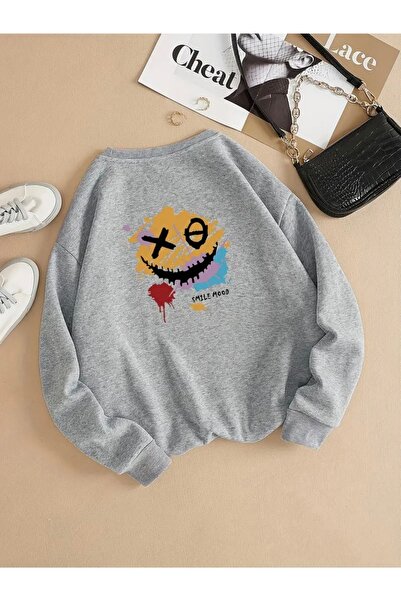 Deocept سويت شيرت ملون XO للوجه من الأمام والخلف مطبوع كبير الحجم للجنسين للن...