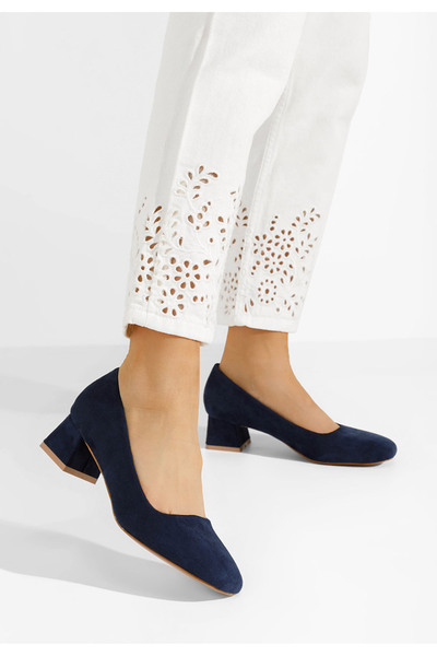 B T Shoes Modré lodičky na nízkém podpatku Arola i