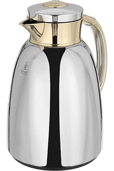 Alsaif Gallery Yatooq thermos, 1 liter, golden handle, thermal glass inner container, steel outer shell