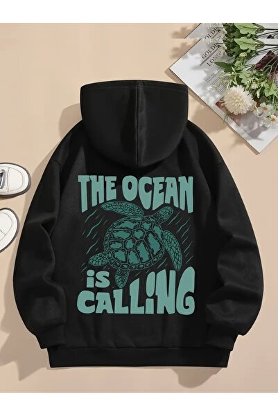Deocept THE OCEAN IS CALİNG SWEATSHIRT MARE IMPRIMAT