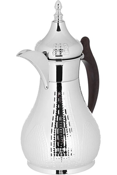 Alsaif Gallery Steel Thermos, 1 litre, wooden hand engraved, steel inner case, steel outer case