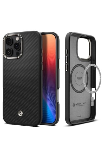 Evi Case for iPhone 16 Pro, Enzo Aramid, S18, Polyurethane, Black/Silver