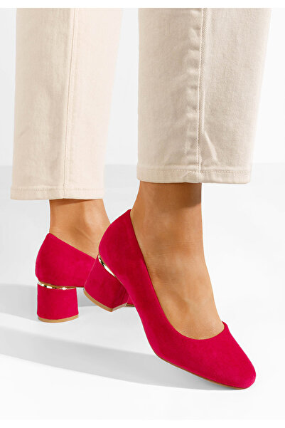 B T Shoes Fuchsiové lodičky na hrubom opätku Cabrilia