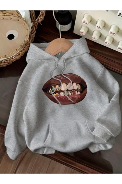 Deocept DUDAK BASKILI OVERSİZE UNISEX KAPÜŞONLU SWEATSHİRT