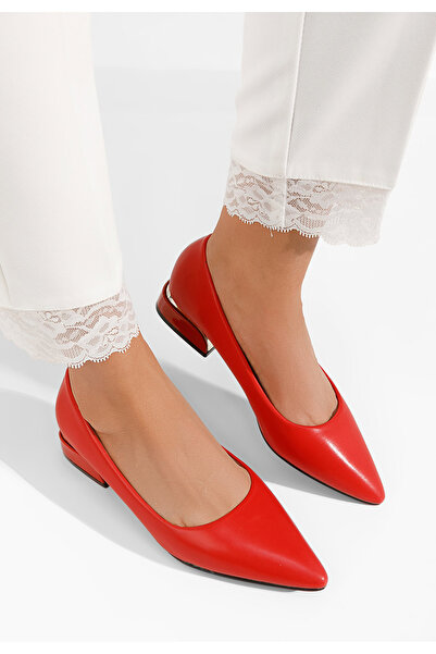 B T Shoes Červené lodičky na nízkém podpatku Bertesa V2
