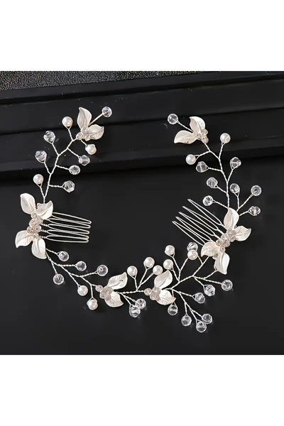 GlassySKY 1 Pc Stylish Pearl and Rhinestone Floral Hair Accessory for Bride/W...