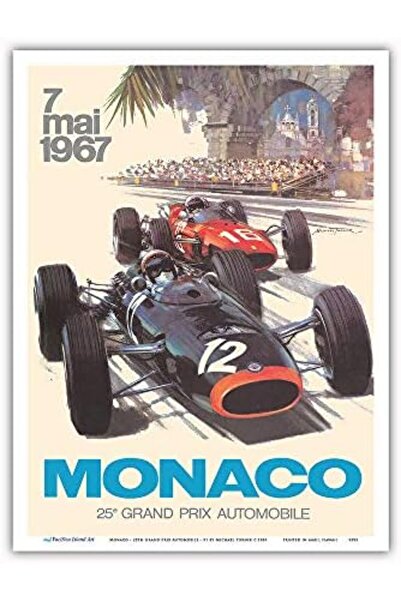Today Idea ملصق سباق سيارات كلاسيكي - جائزة موناكو الكبرى، فن فورمولا 1 عتيق،...