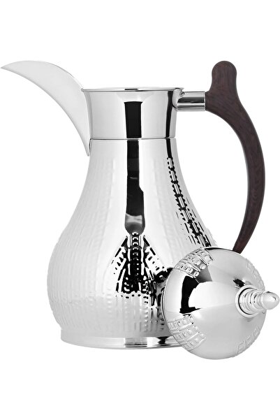 Alsaif Gallery Steel Thermos, 1 litre, wooden hand engraved, steel inner case, steel outer case